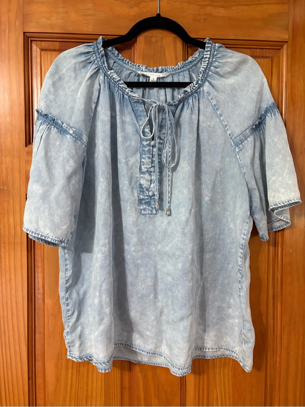 Jane and Delancey Chambray tie-front peasant blouse, Medium